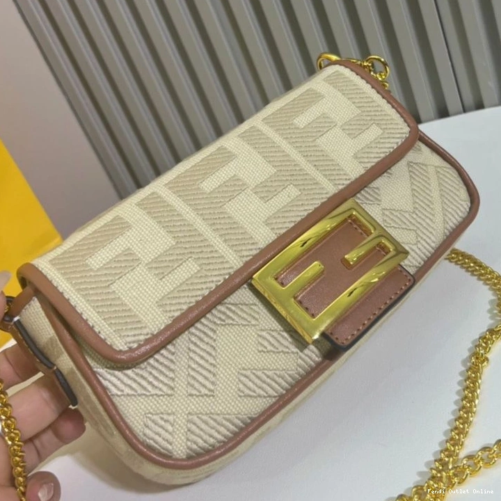 Affordable Baguette In Motif FF Bag Beige Mini Fendi Canvas 0810